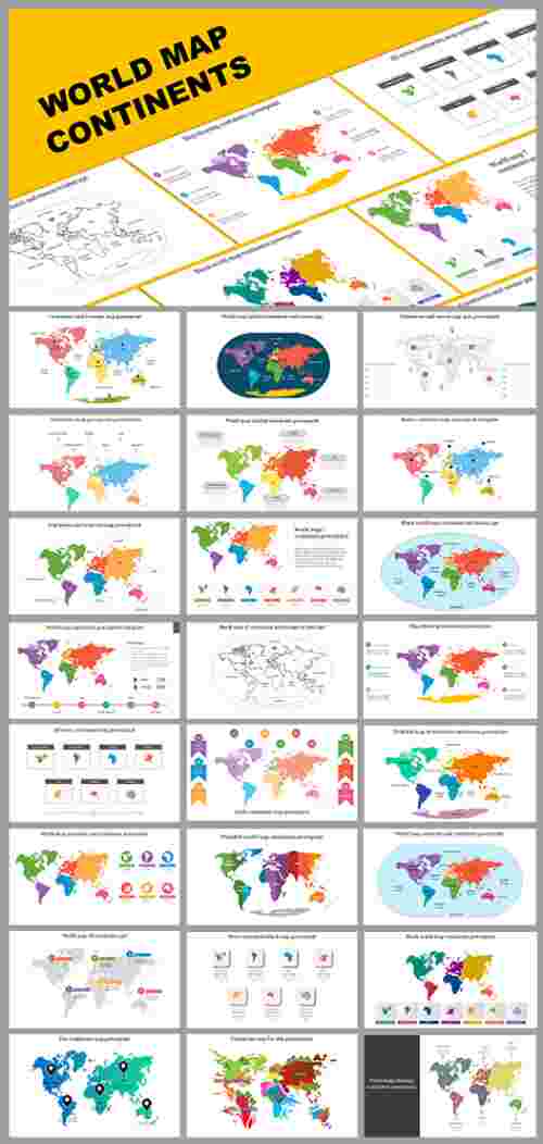 Download world map continents slide model